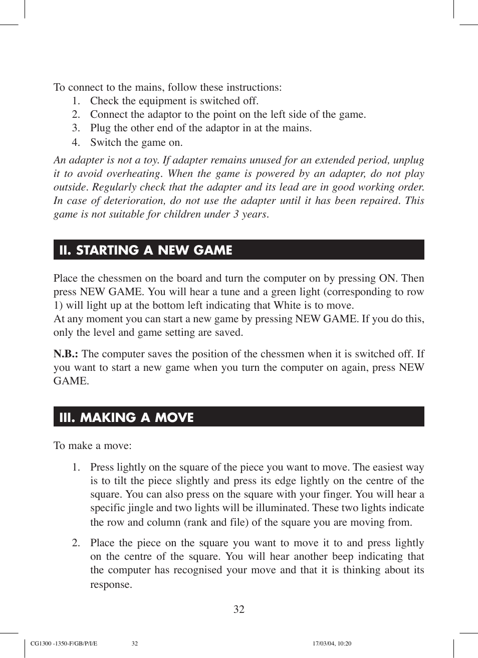 Lexibook CG1300 User Manual | Page 32 / 132