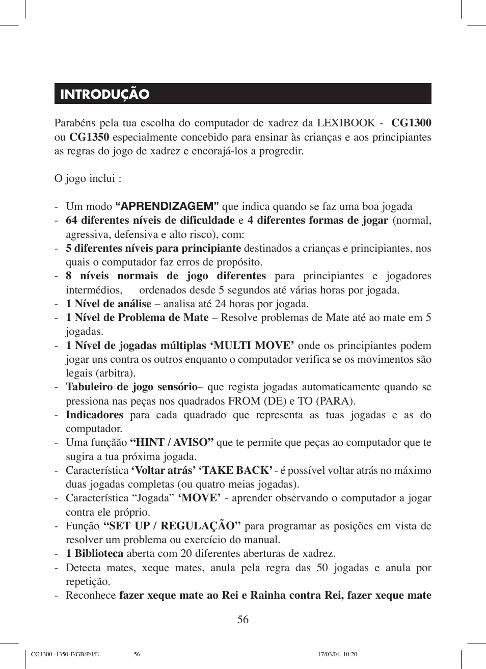 Lexibook CG1300 User Manual | Page 56 / 132