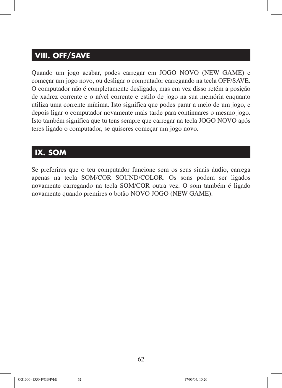 Lexibook CG1300 User Manual | Page 62 / 132