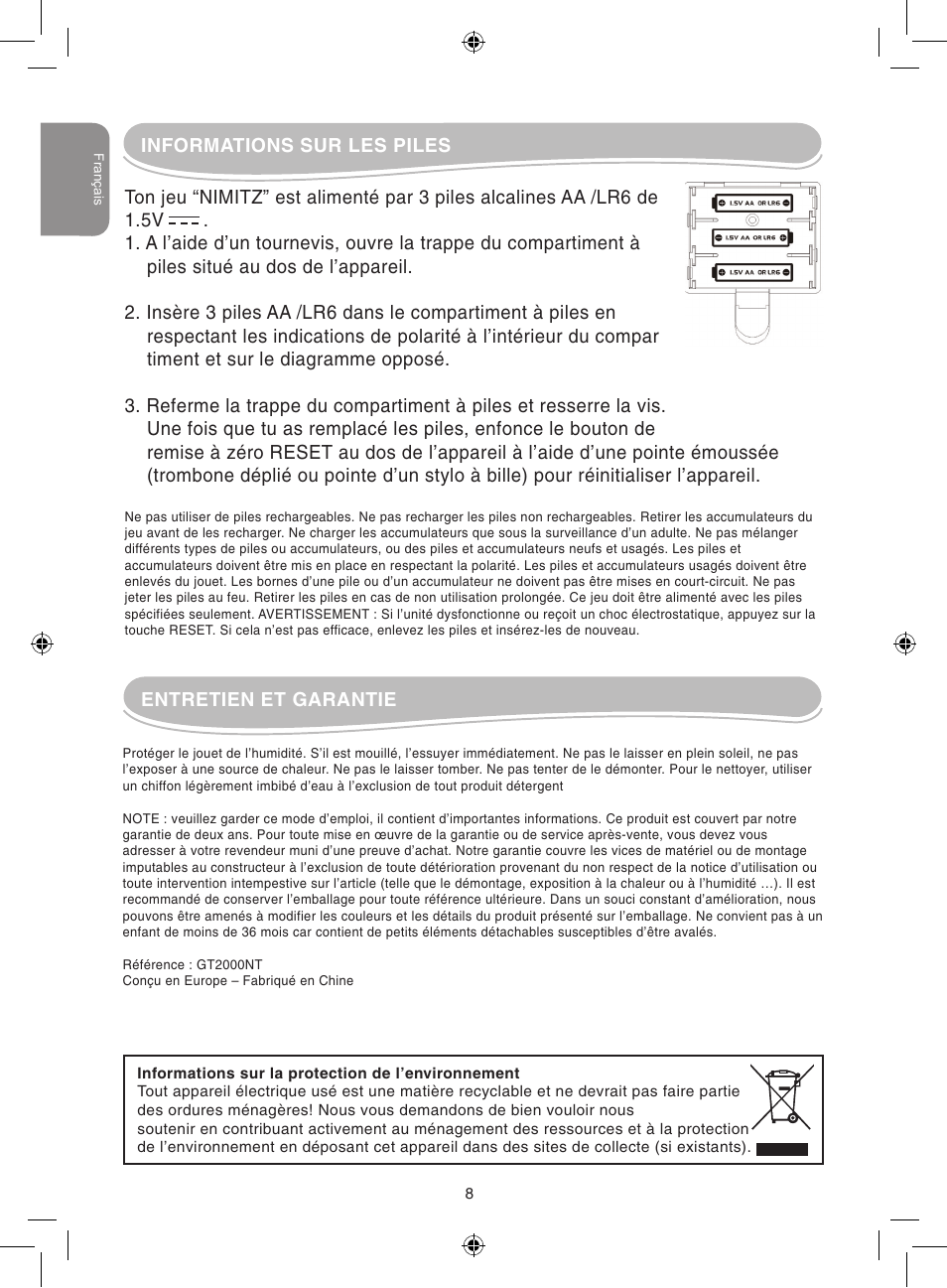 Lexibook GT2000 User Manual | Page 8 / 50