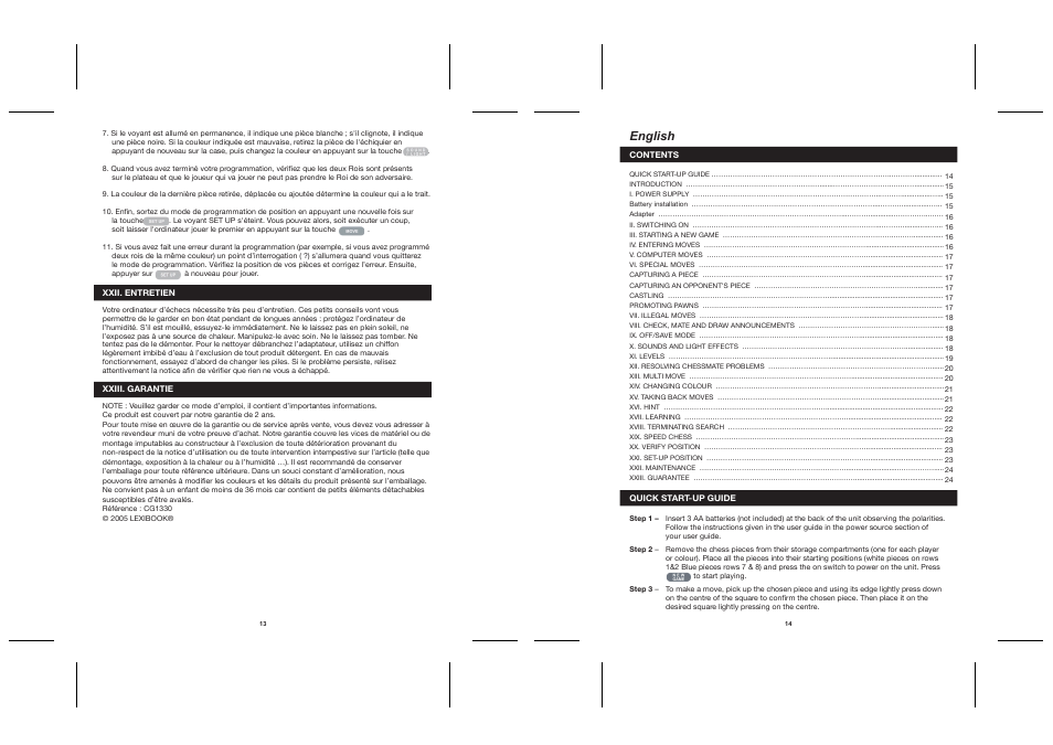 English | Lexibook CG1330 User Manual | Page 7 / 45