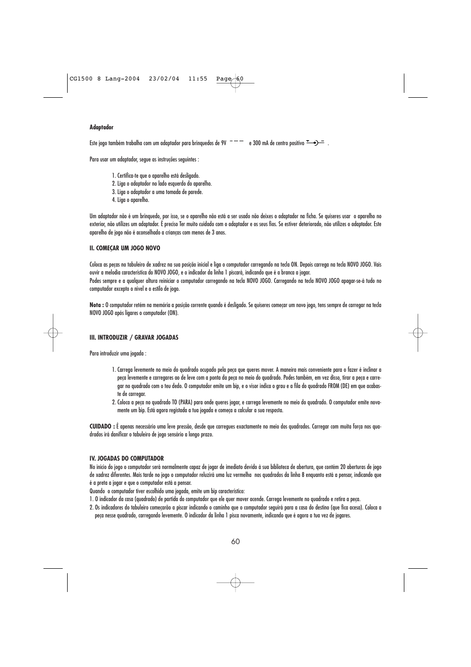 Lexibook CG1500 / CG1550 User Manual | Page 62 / 80