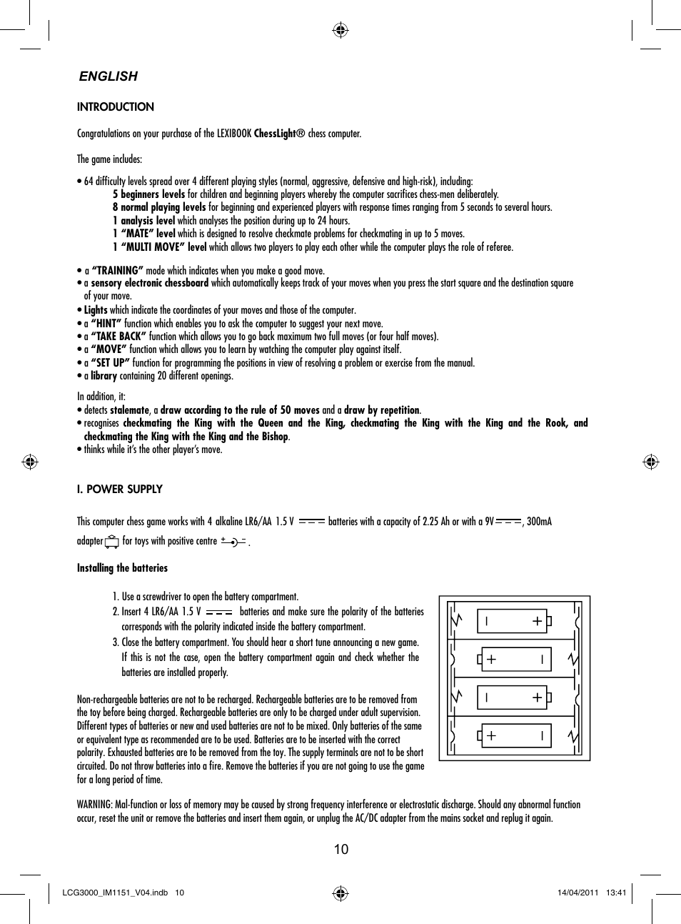 Lexibook LCG3000 User Manual | Page 11 / 77