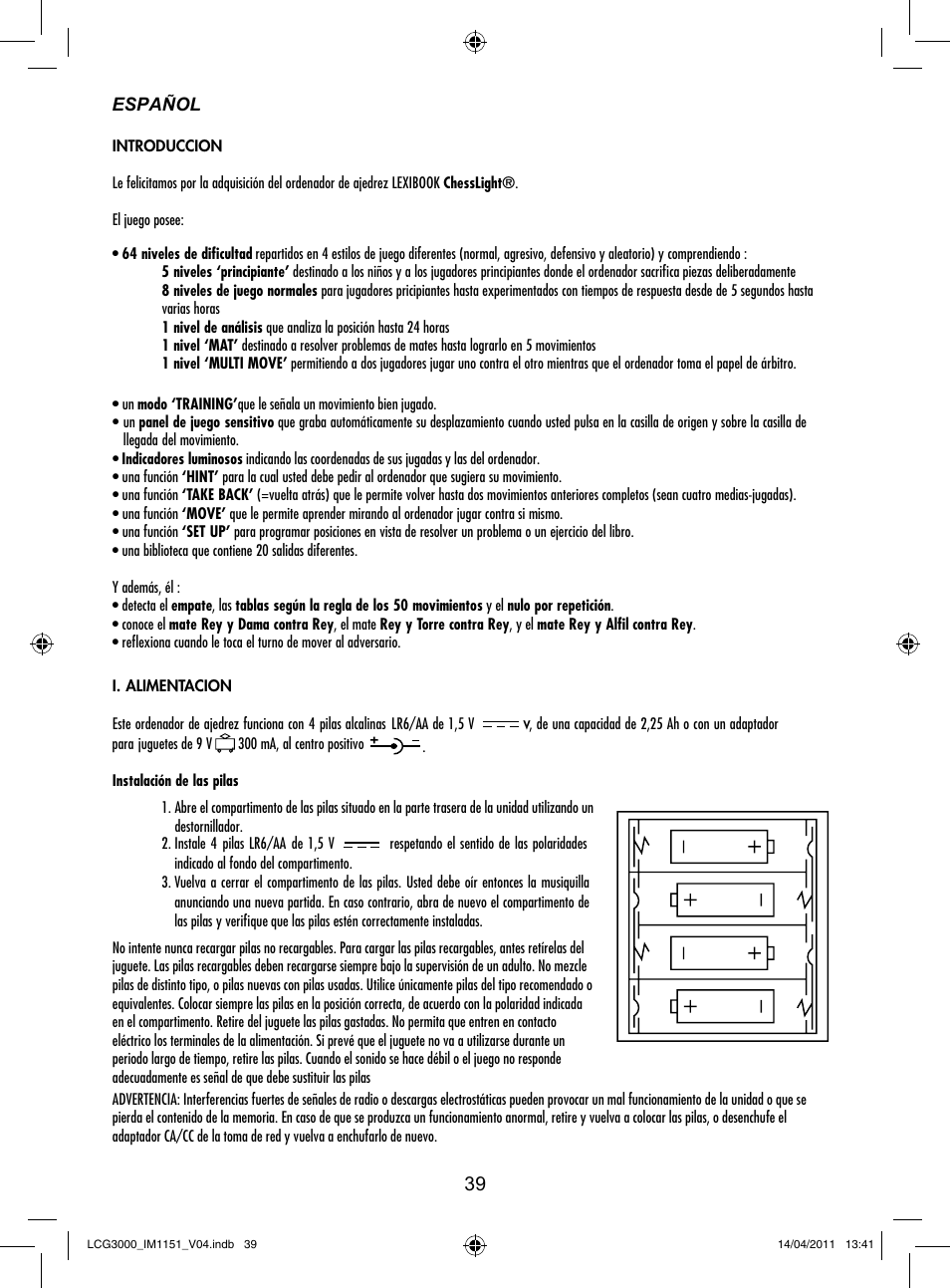 Lexibook LCG3000 User Manual | Page 40 / 77