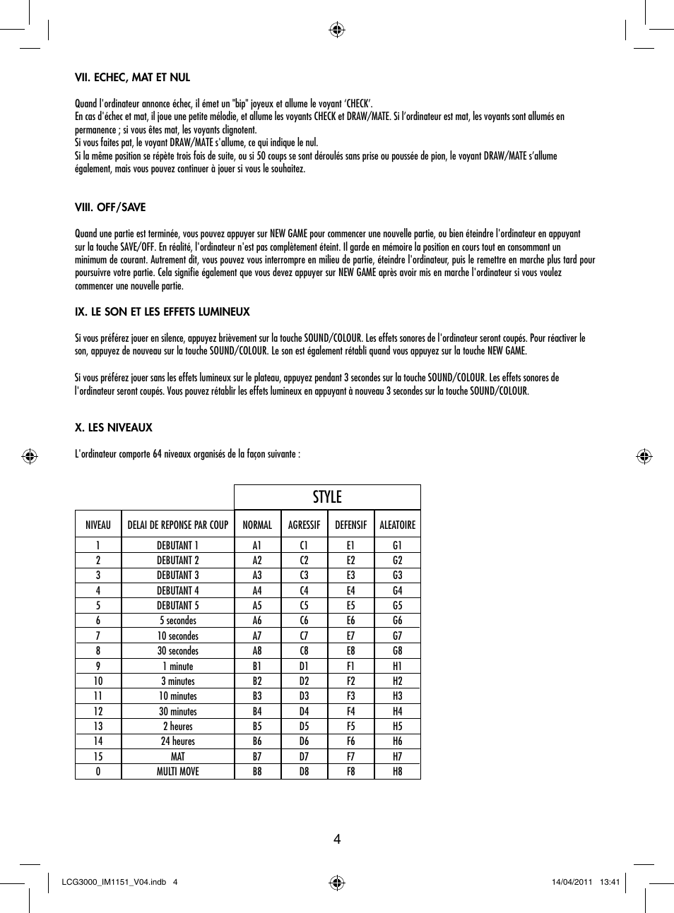 Style | Lexibook LCG3000 User Manual | Page 5 / 77
