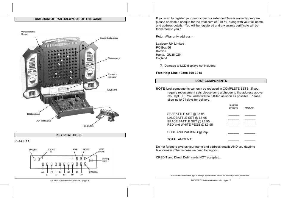 Lexibook GTG3000 User Manual | Page 2 / 8