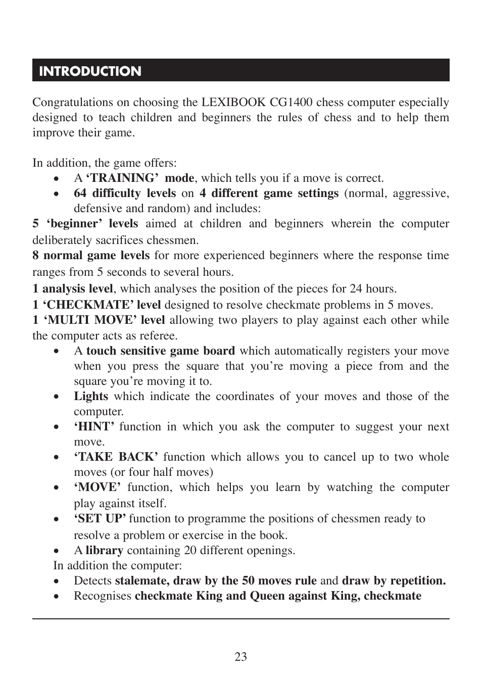 Lexibook CG1400 User Manual | Page 24 / 134