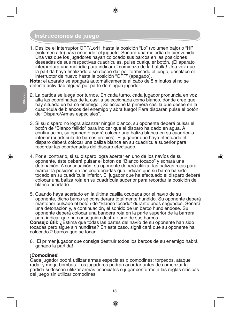 Instrucciones de juego | Lexibook GT2500 User Manual | Page 18 / 52