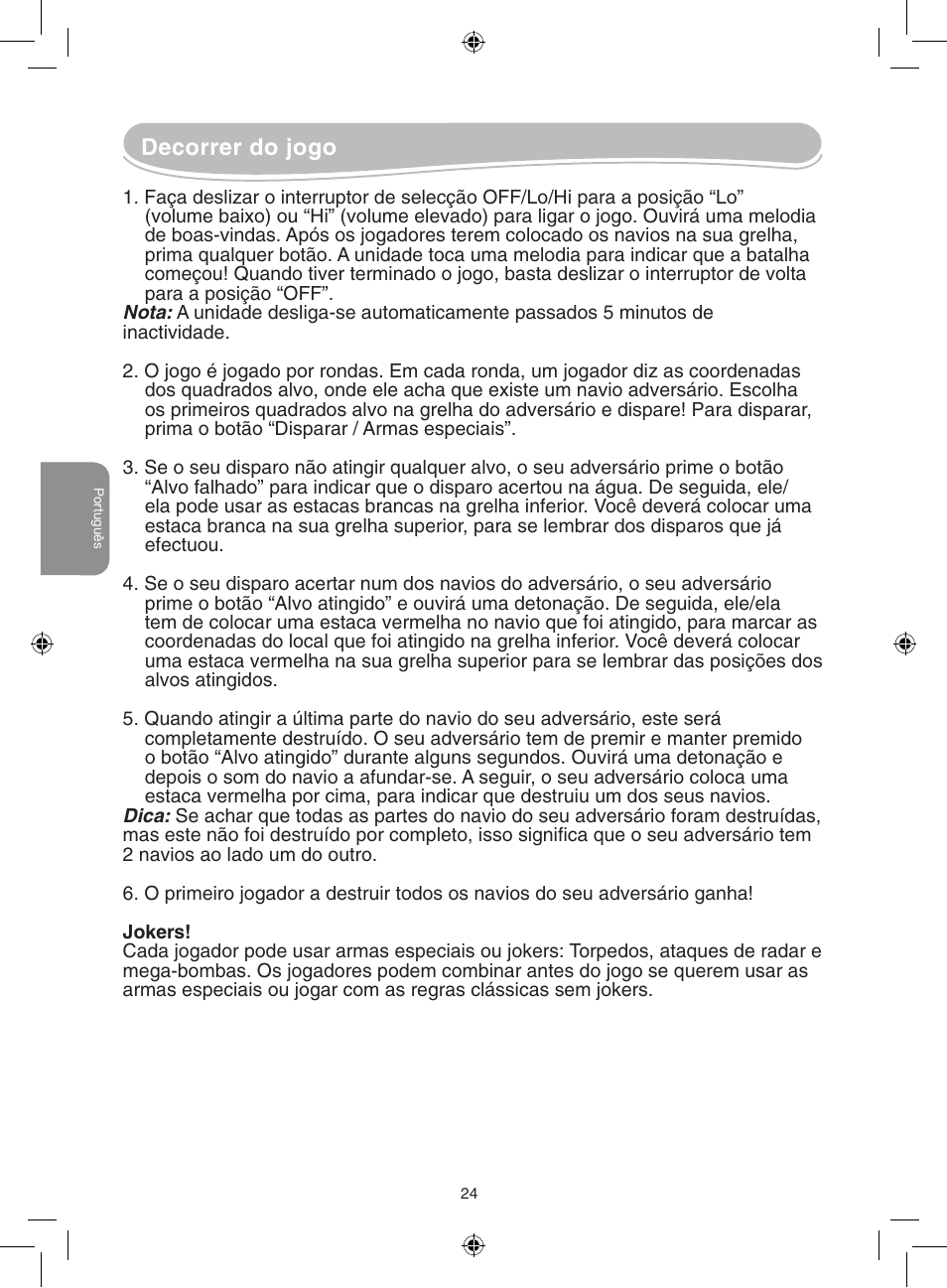Decorrer do jogo | Lexibook GT2500 User Manual | Page 24 / 52