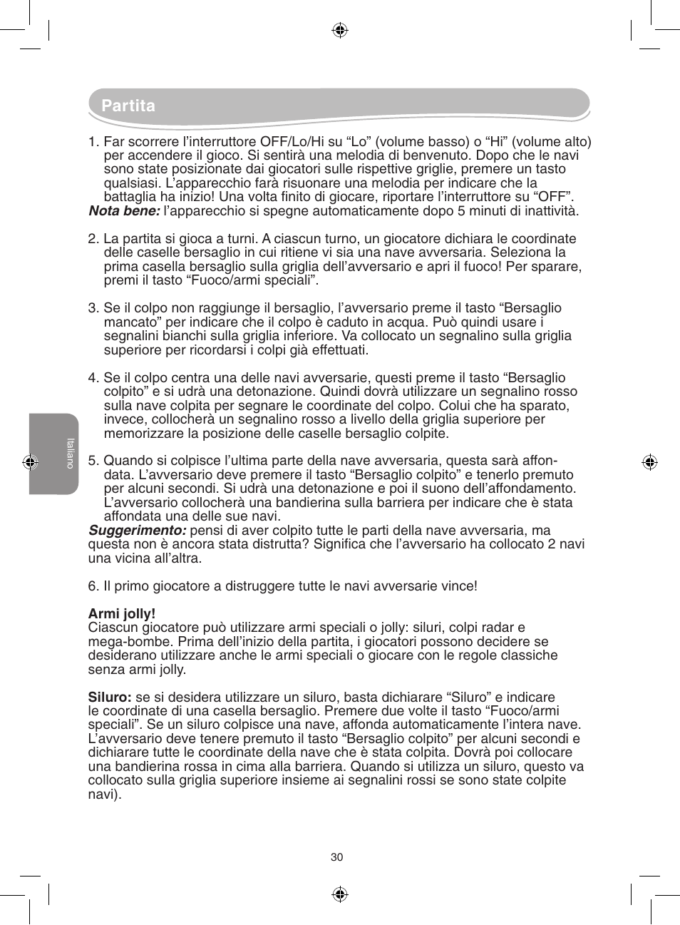 Partita | Lexibook GT2500 User Manual | Page 30 / 52