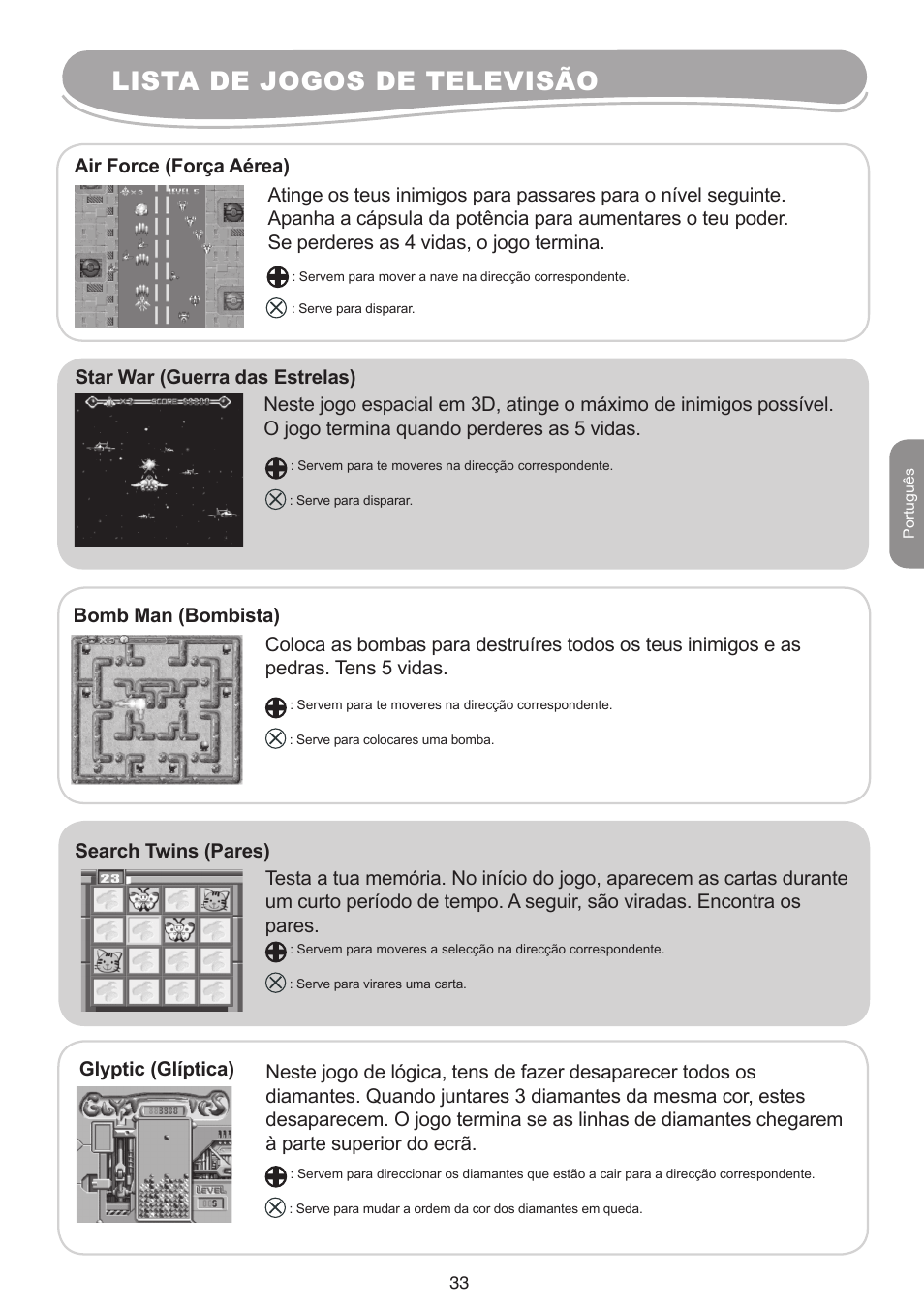 Lista de jogos de televisão | Lexibook IG10 User Manual | Page 33 / 74