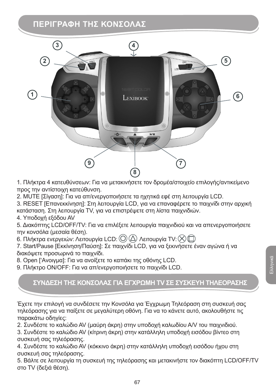 Περιγραφη τησ κονσολασ | Lexibook IG10 User Manual | Page 67 / 74