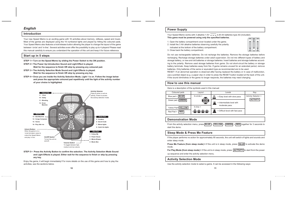 Pre ss to unlock, English | Lexibook JG200 User Manual | Page 7 / 36