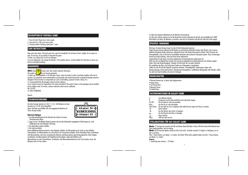 7_8.ai | Lexibook JG1020 User Manual | Page 5 / 19