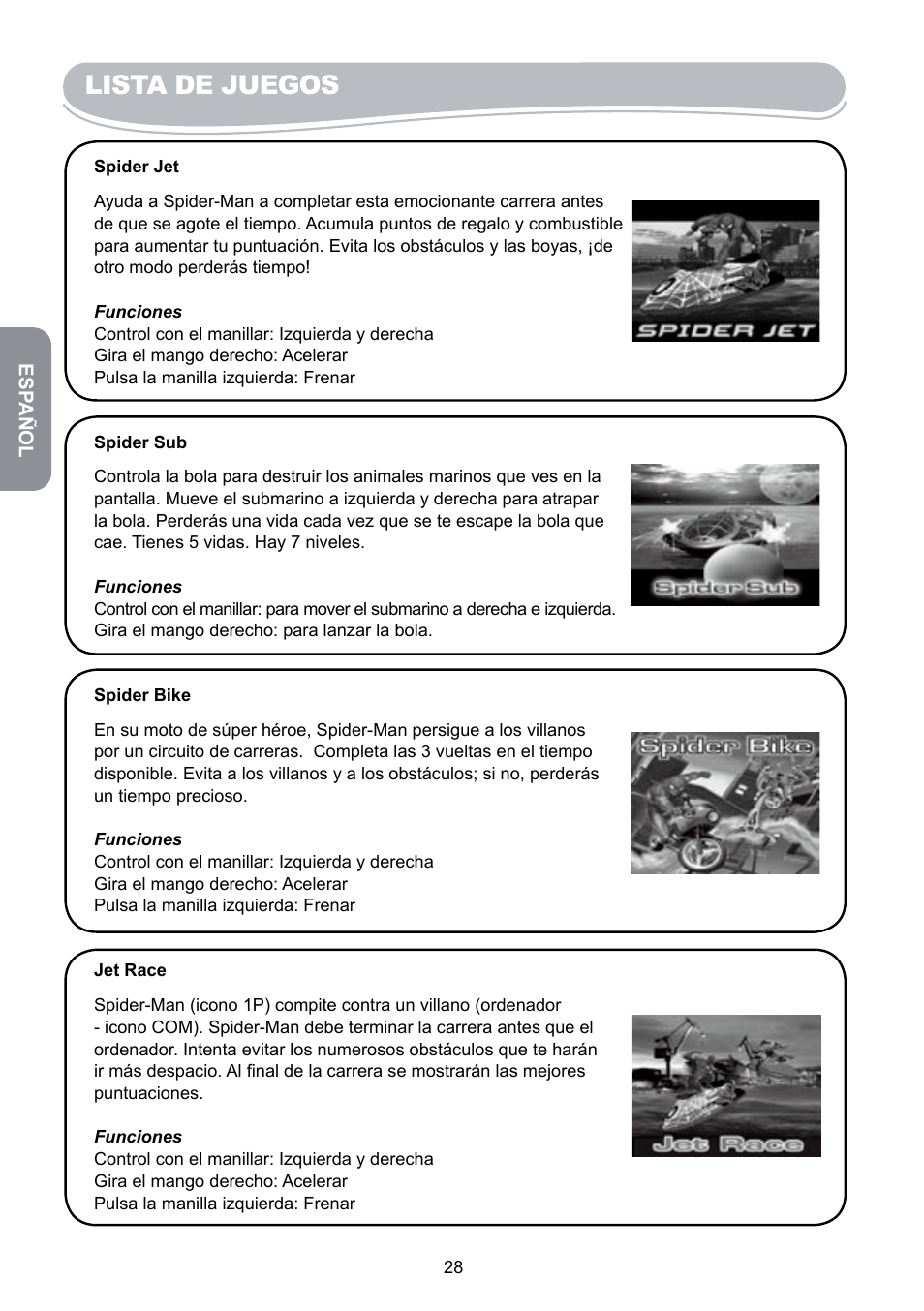 Lista de juegos | Lexibook JG6000SP User Manual | Page 28 / 86