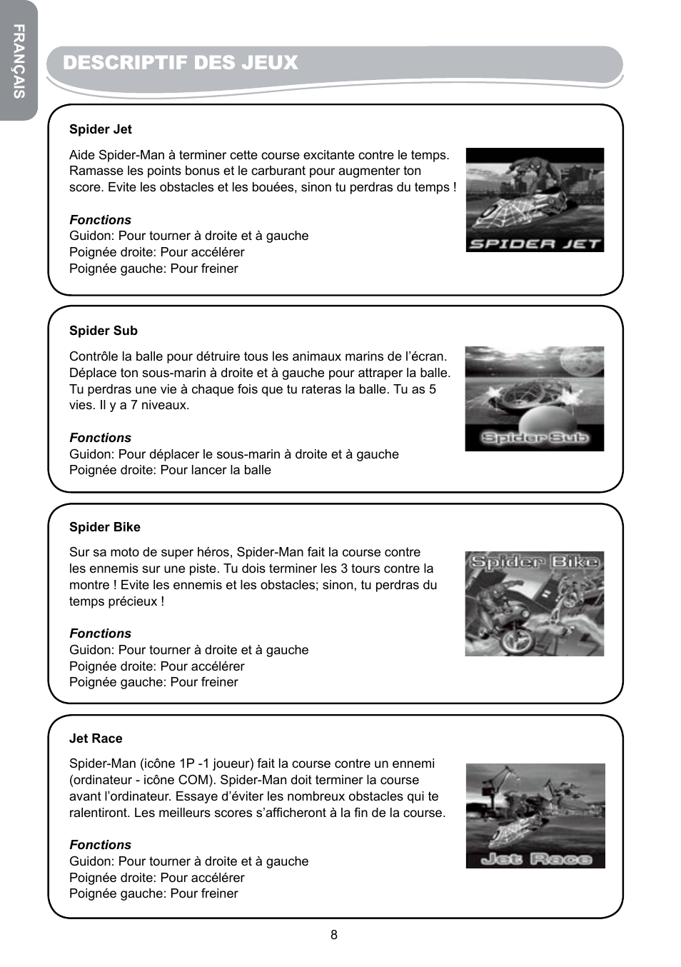 Descriptif des jeux | Lexibook JG6000SP User Manual | Page 8 / 86