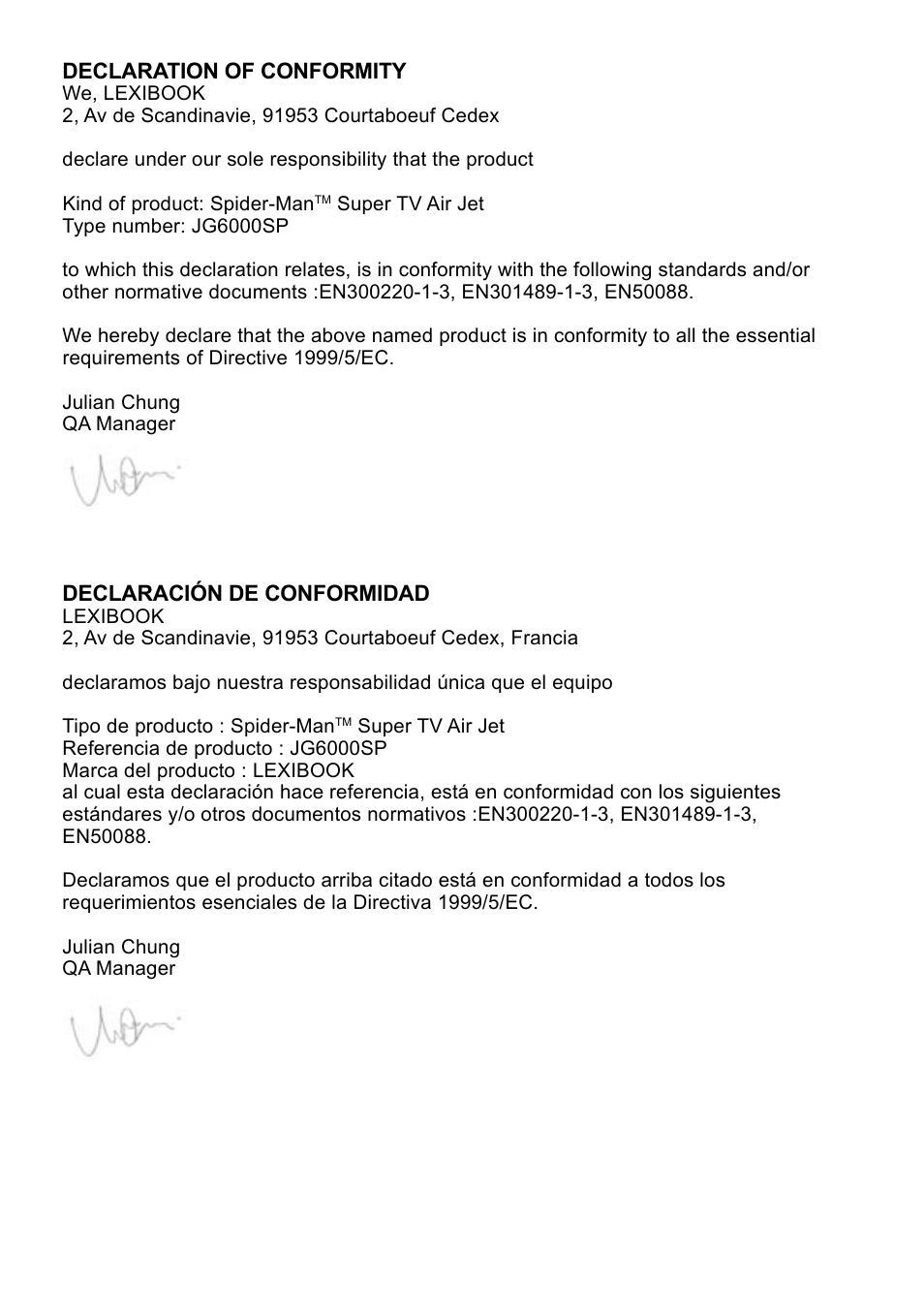 Lexibook JG6000SP User Manual | Page 82 / 86