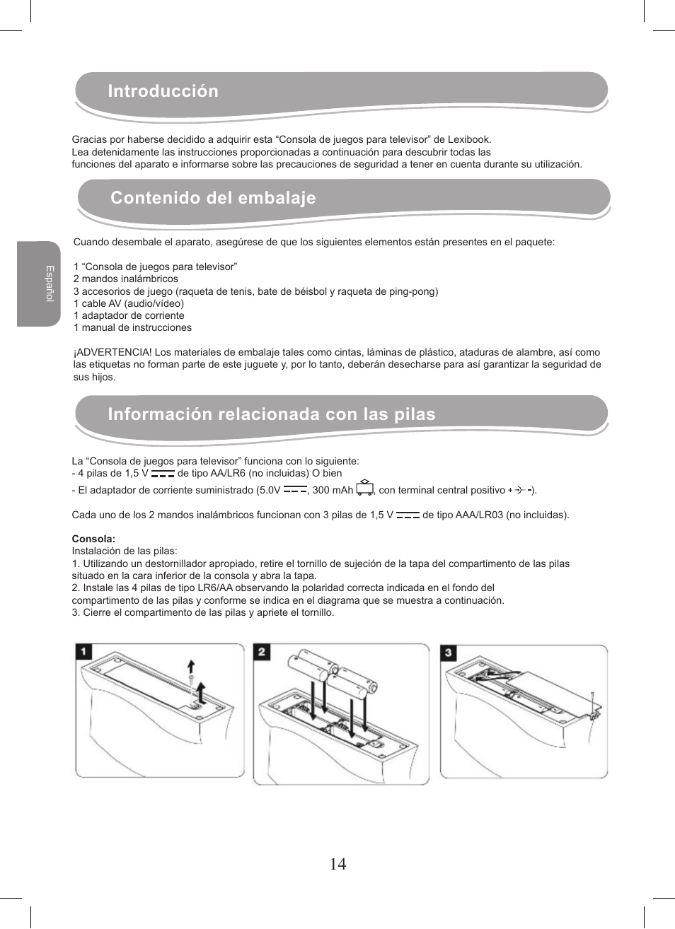 Lexibook JG7400 User Manual | Page 14 / 42