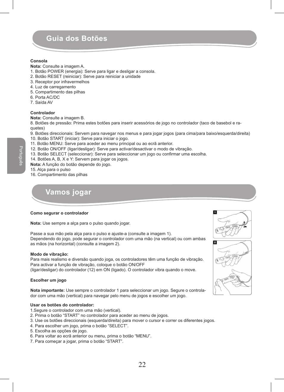 22 23 guia dos botões, Vamos jogar | Lexibook JG7400 User Manual | Page 22 / 42