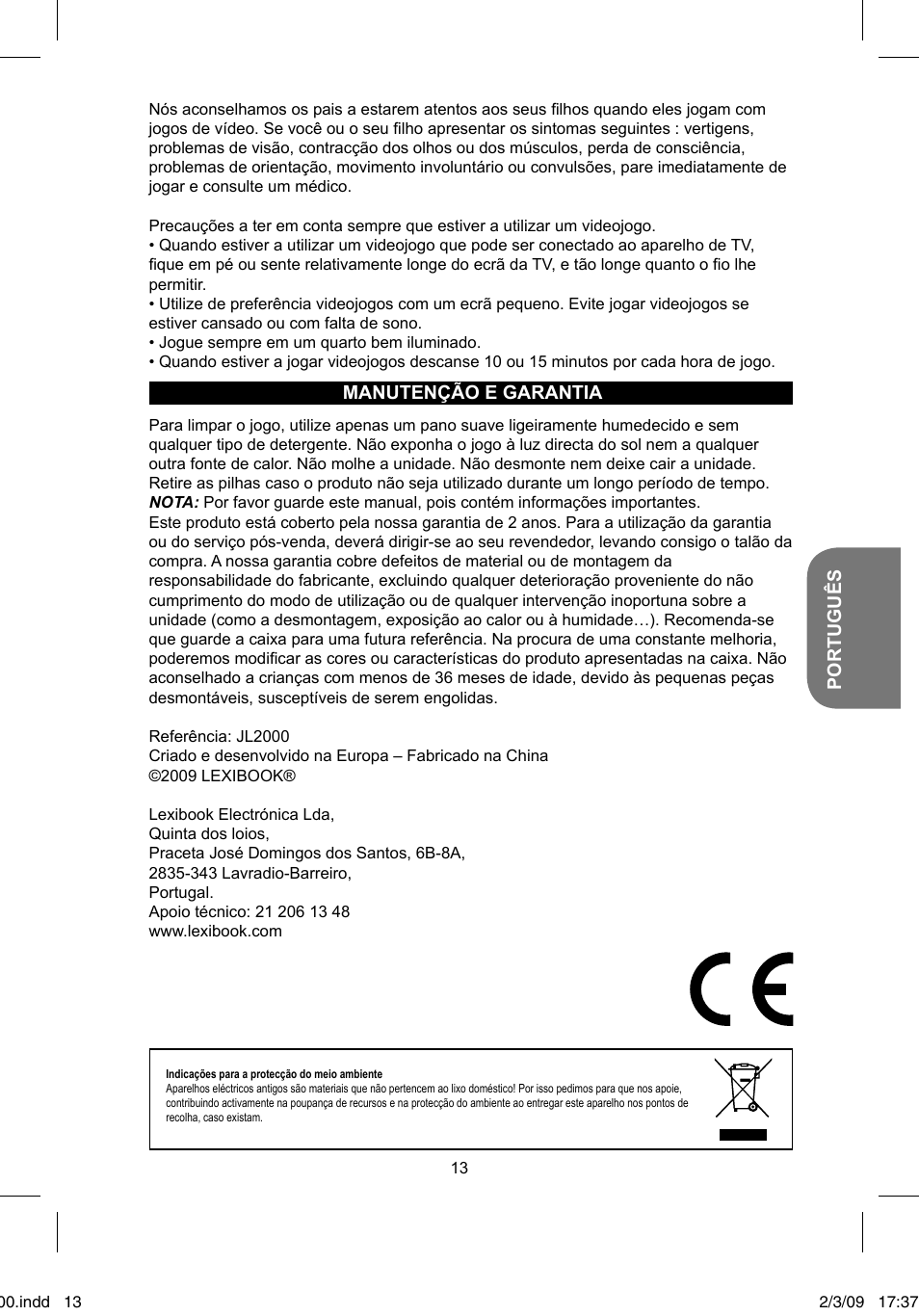 Lexibook JL2000 User Manual | Page 13 / 25