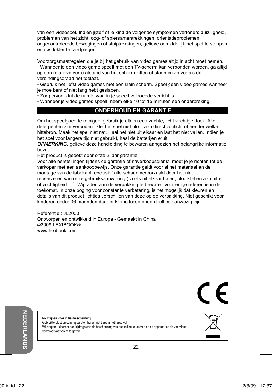 Lexibook JL2000 User Manual | Page 22 / 25