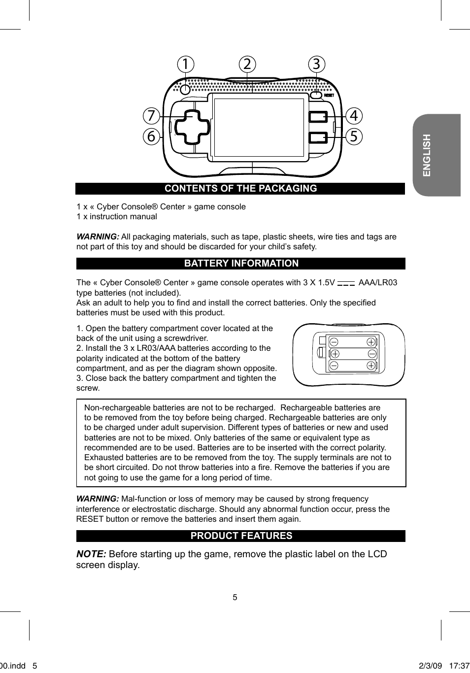 Lexibook JL2000 User Manual | Page 5 / 25