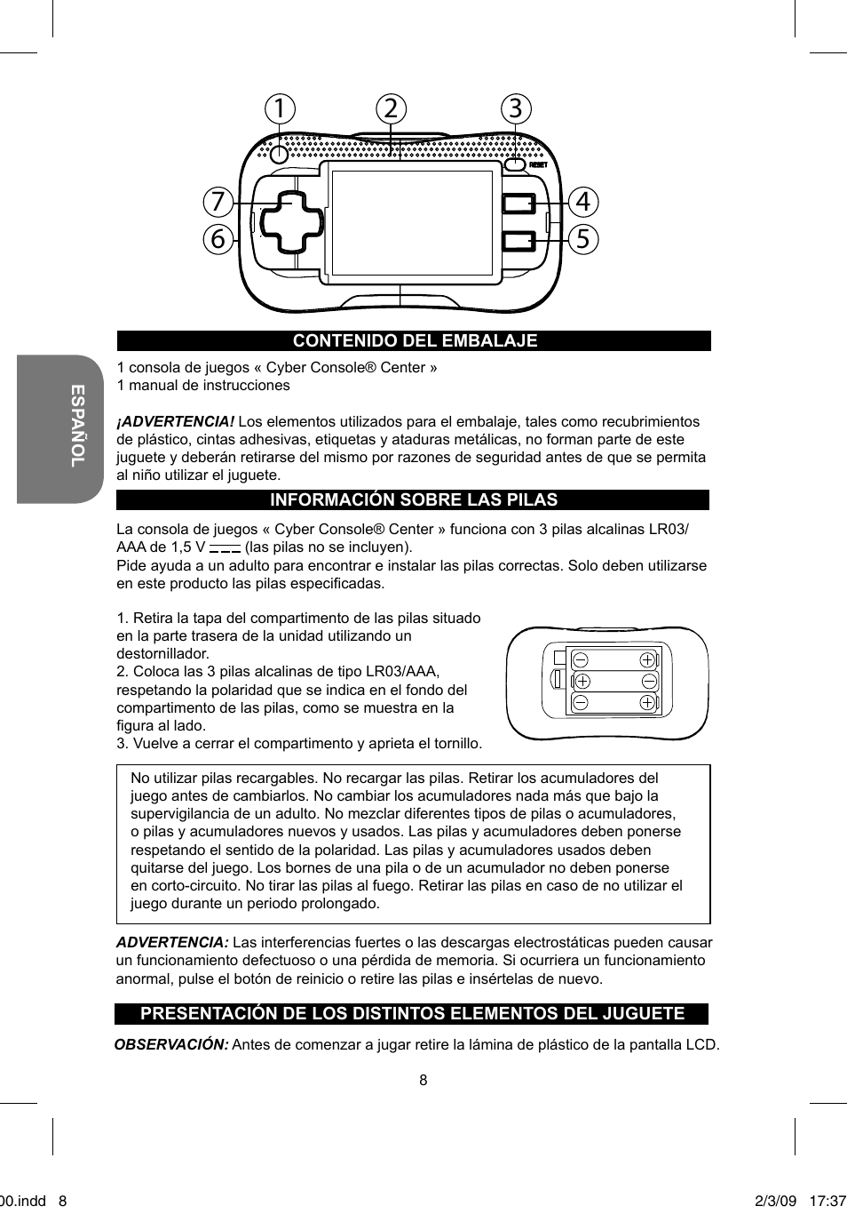 Lexibook JL2000 User Manual | Page 8 / 25