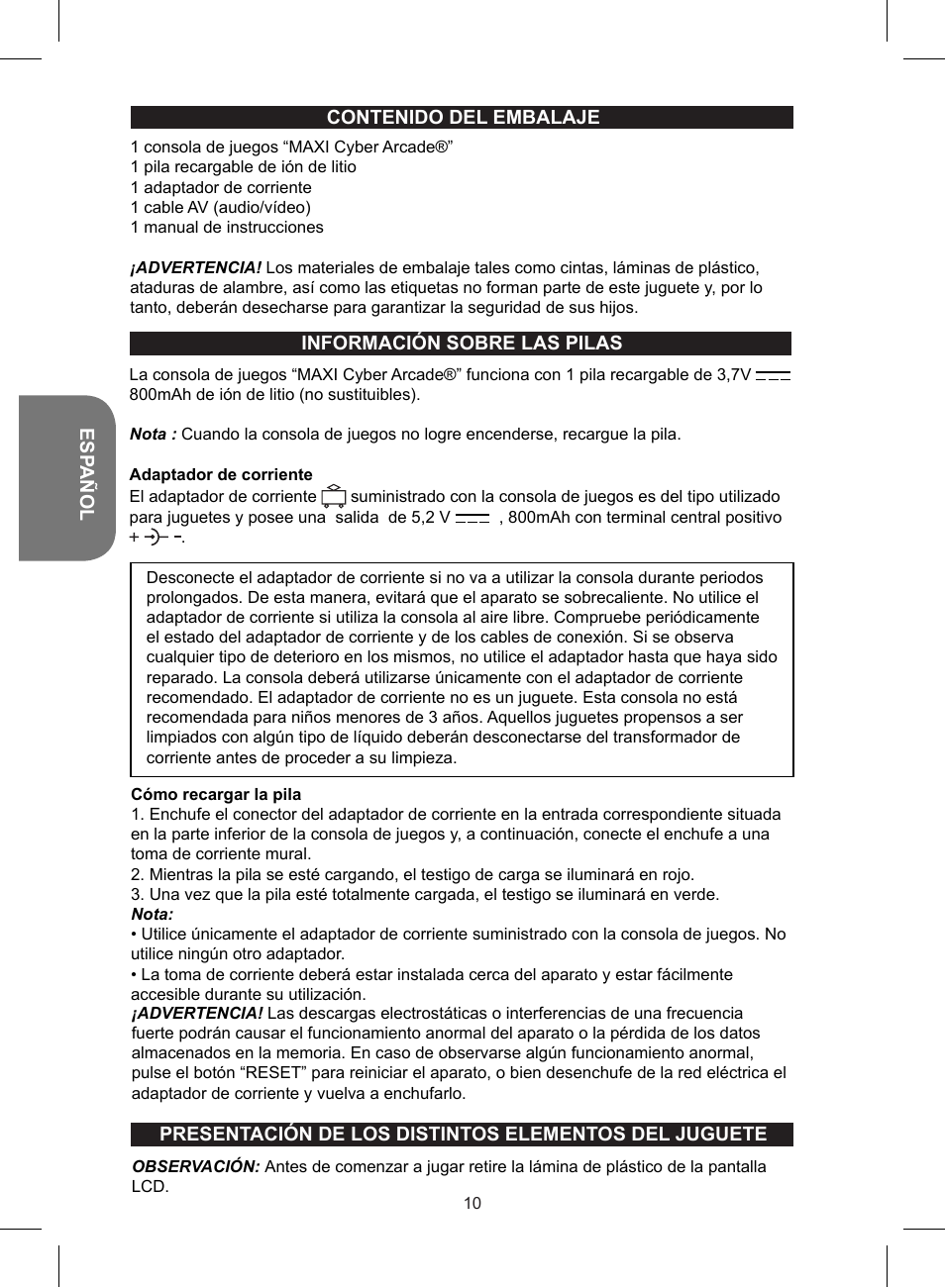 Lexibook JL2700 User Manual | Page 10 / 24