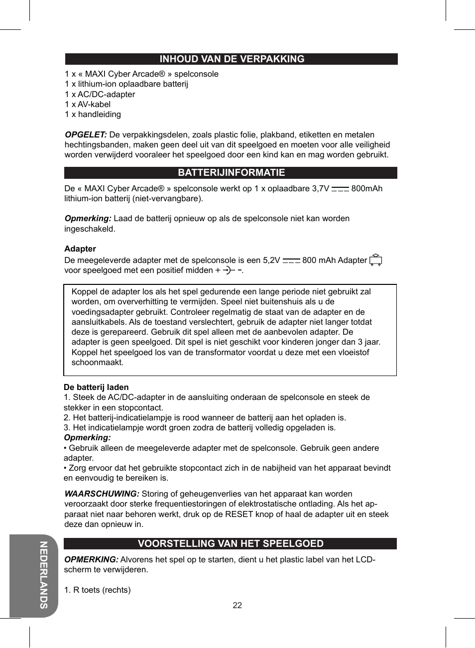 Lexibook JL2700 User Manual | Page 22 / 24