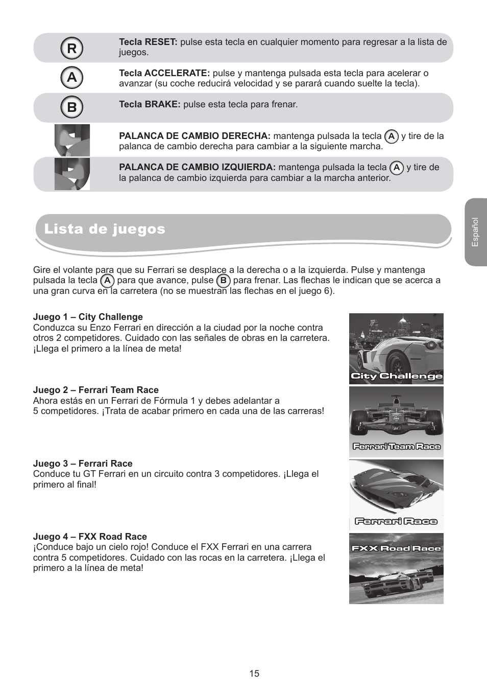 Lista de juegos r a b | Lexibook IG750FE User Manual | Page 15 / 44