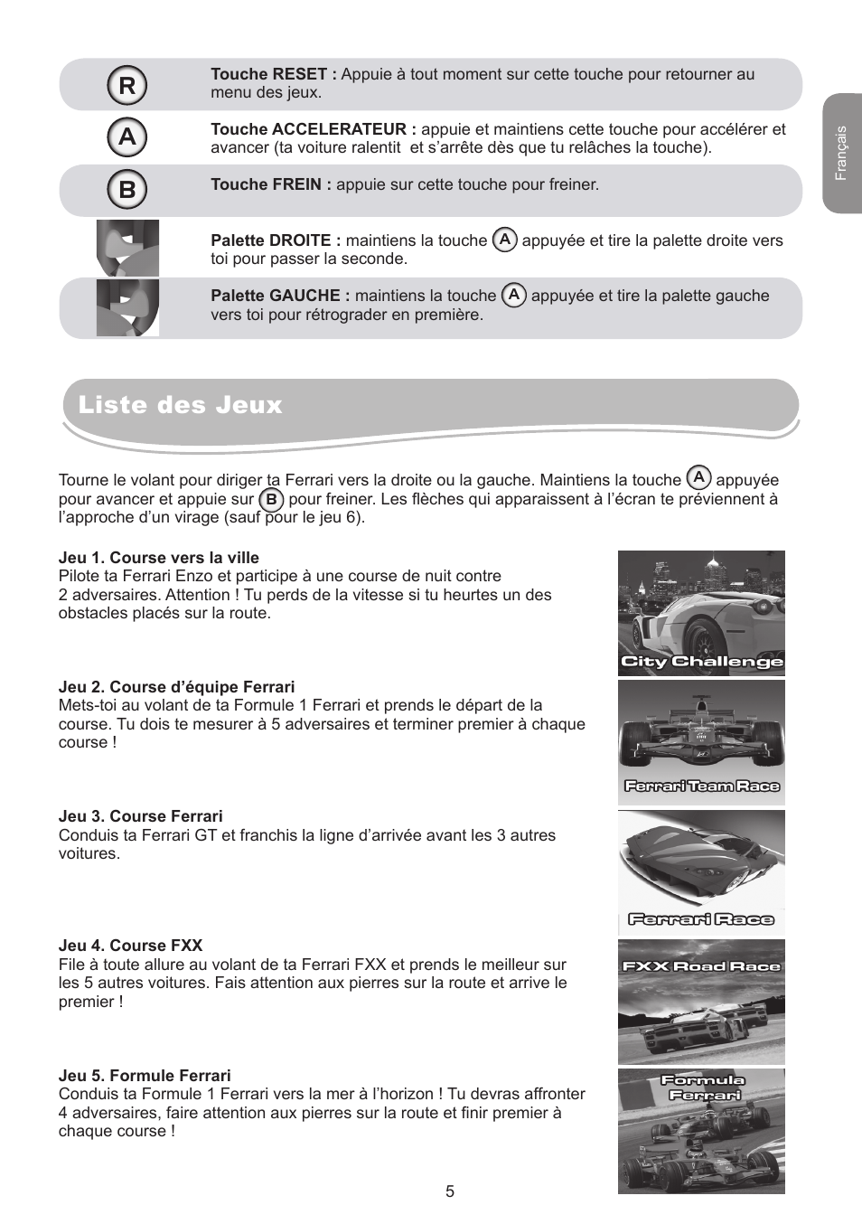 Liste des jeux r a b | Lexibook IG750FE User Manual | Page 5 / 44