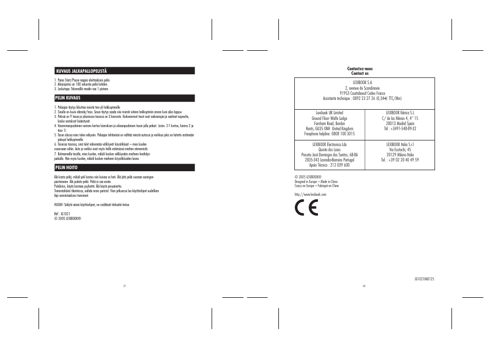 Lexibook JG1021 User Manual | Page 15 / 15