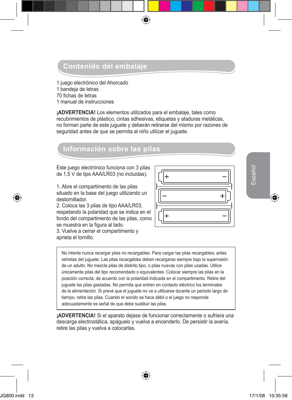 Lexibook JG800 User Manual | Page 13 / 36