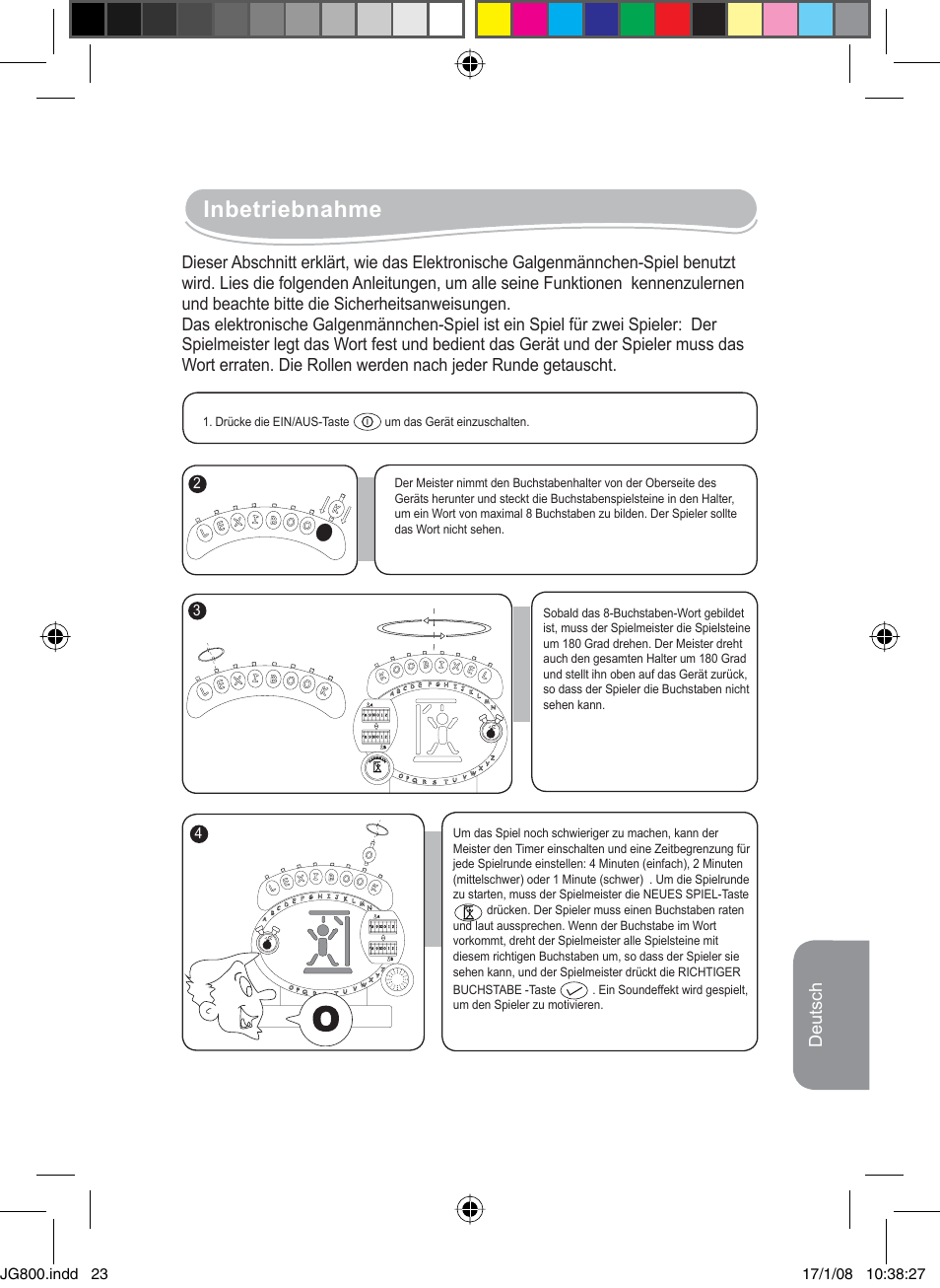 Inbetriebnahme | Lexibook JG800 User Manual | Page 23 / 36