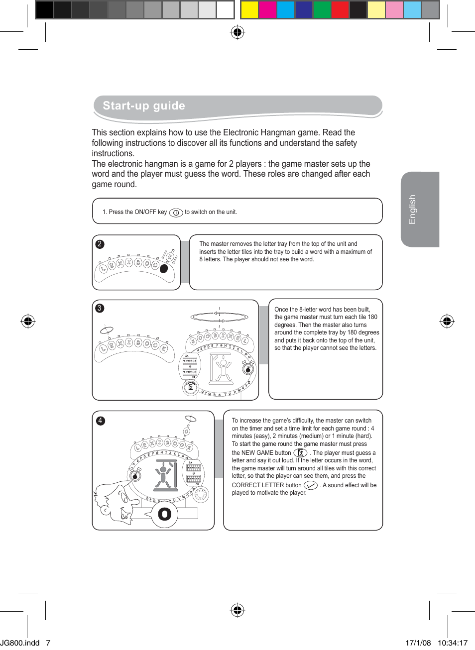 Start-up guide | Lexibook JG800 User Manual | Page 7 / 36