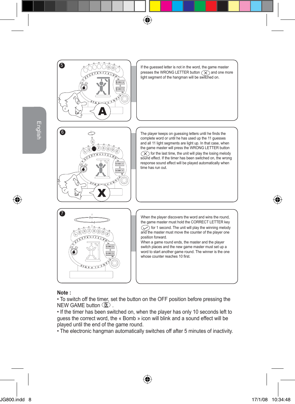 English | Lexibook JG800 User Manual | Page 8 / 36