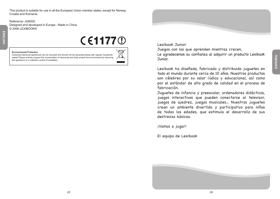 Lexibook JG6000 User Manual | Page 14 / 52