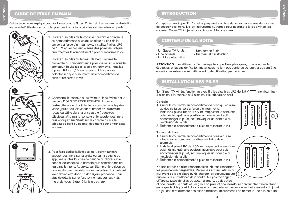 Guide de prise en main, Introduction, Contenu de la boite | Installation des piles | Lexibook JG6000 User Manual | Page 3 / 52