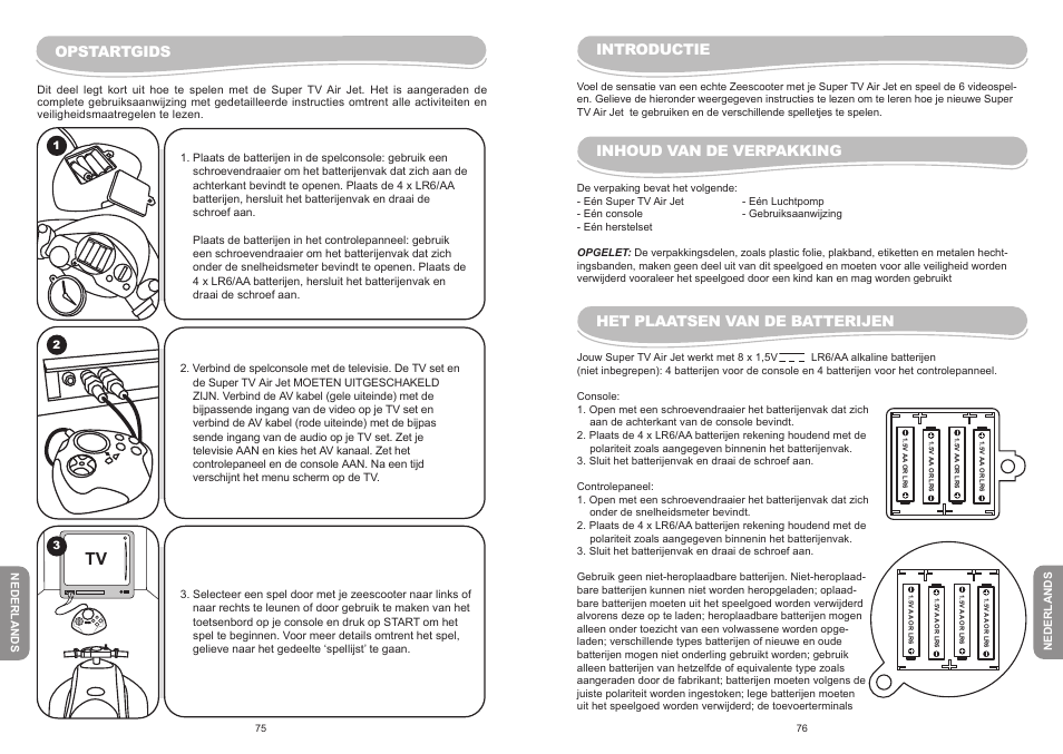 Opstartgids, Introductie, Inhoud van de verpakking | Het plaatsen van de batterijen | Lexibook JG6000 User Manual | Page 39 / 52