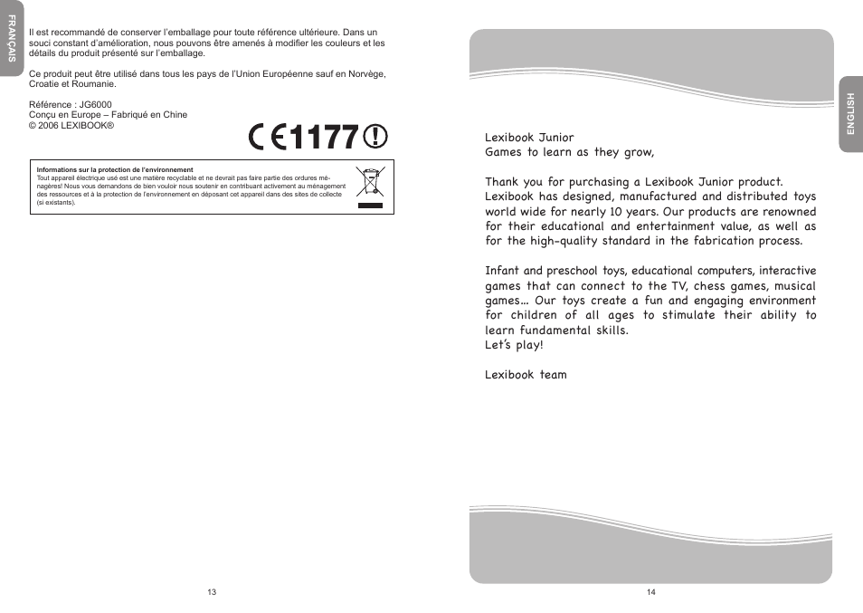 Lexibook JG6000 User Manual | Page 8 / 52