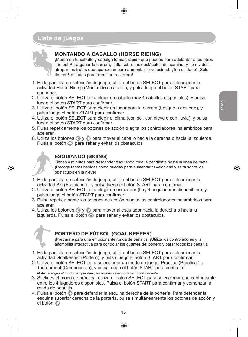 Lista de juegos | Lexibook JG7000 User Manual | Page 15 / 44