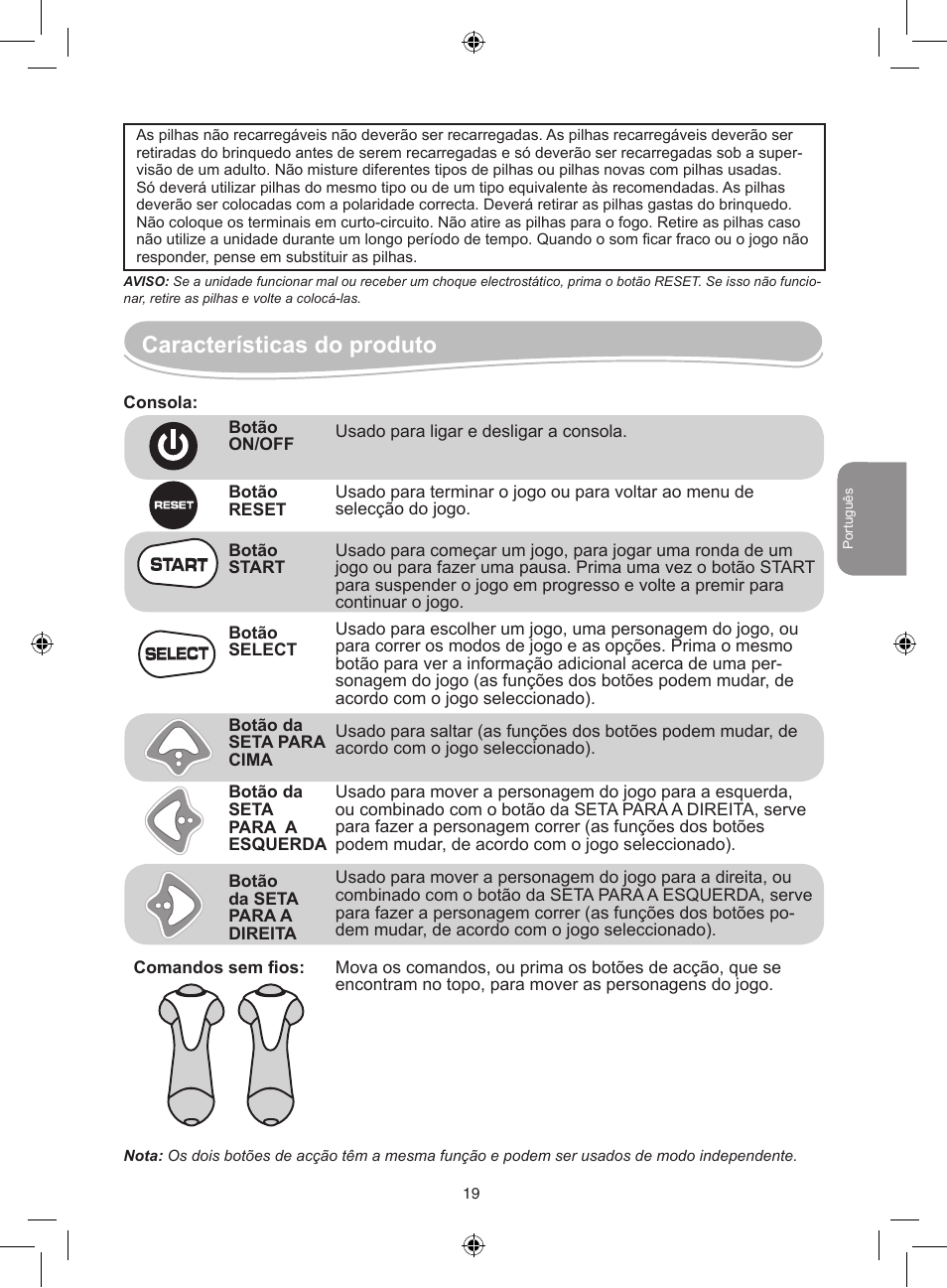 Características do produto | Lexibook JG7000 User Manual | Page 19 / 44