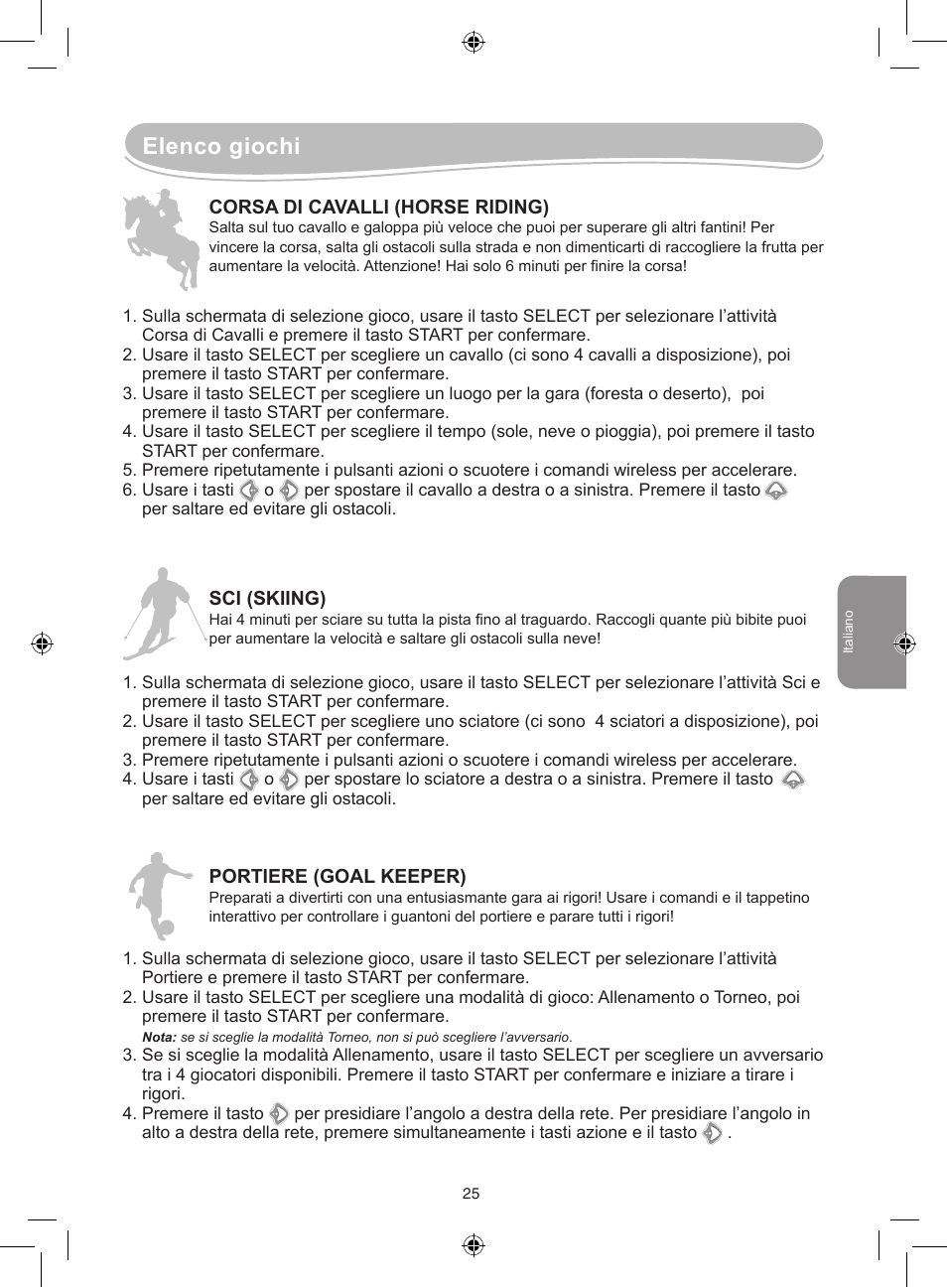 Elenco giochi | Lexibook JG7000 User Manual | Page 25 / 44