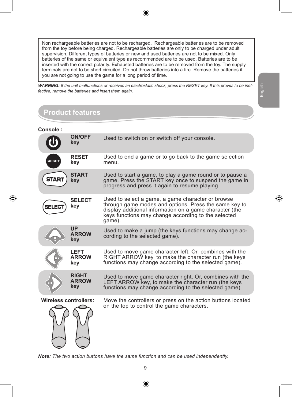 Product features | Lexibook JG7000 User Manual | Page 9 / 44