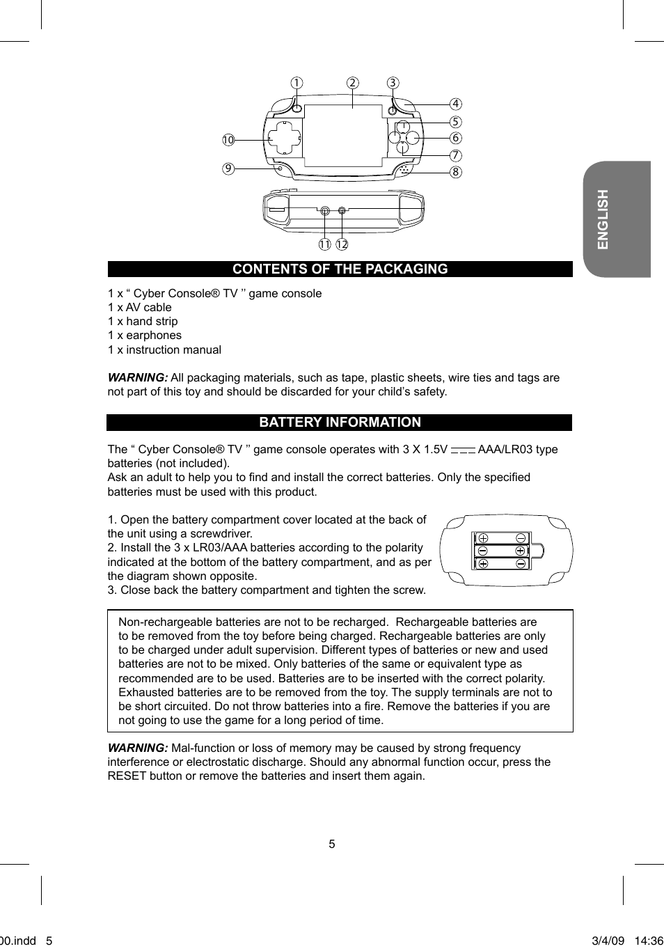 Lexibook JL2200 User Manual | Page 5 / 26