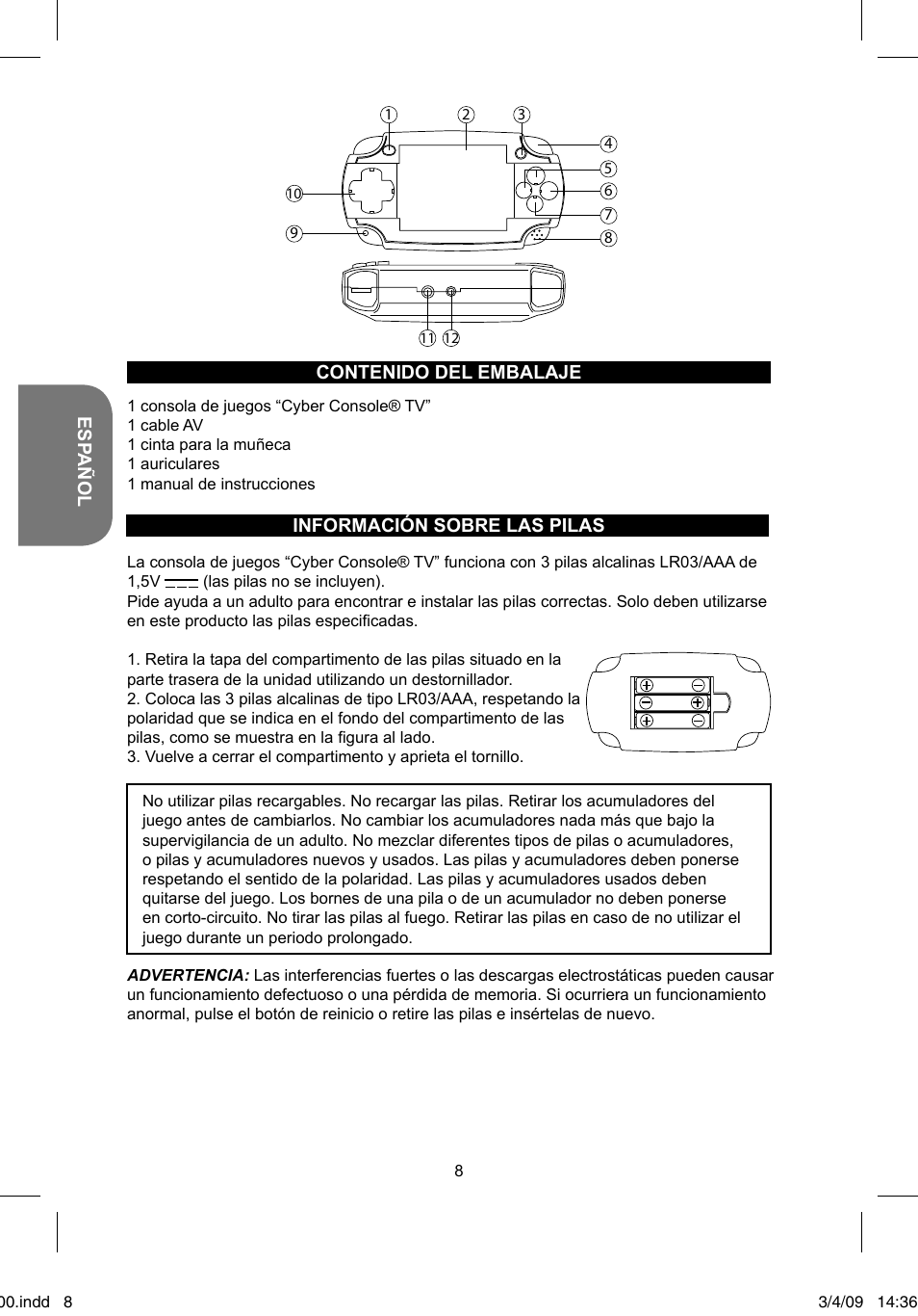 Lexibook JL2200 User Manual | Page 8 / 26