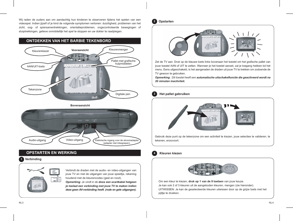 63_64.pdf, Ontdekken van het barbie tekenbord, Opstarten en werking | Lexibook IG300BB User Manual | Page 33 / 42