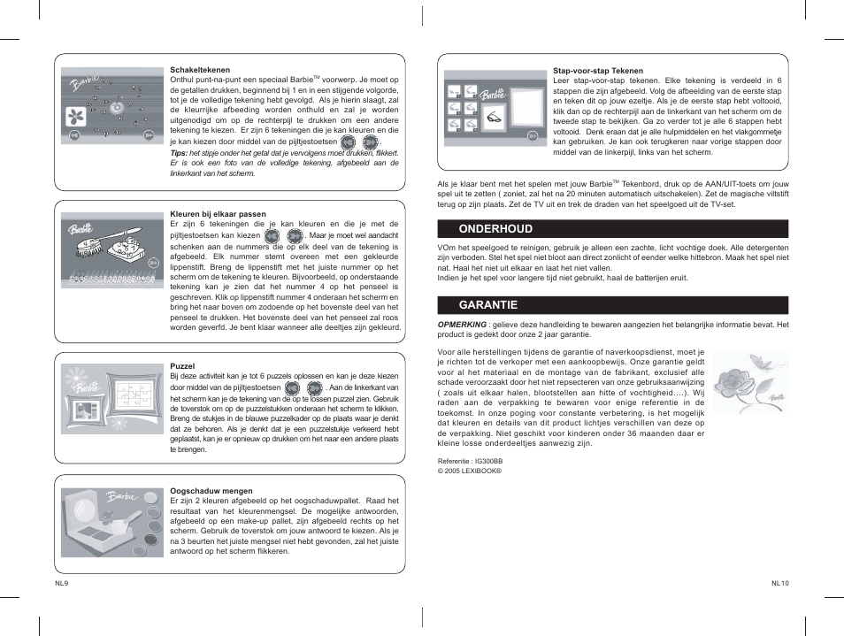 69_70.pdf, Onderhoud, Garantie | Lexibook IG300BB User Manual | Page 36 / 42