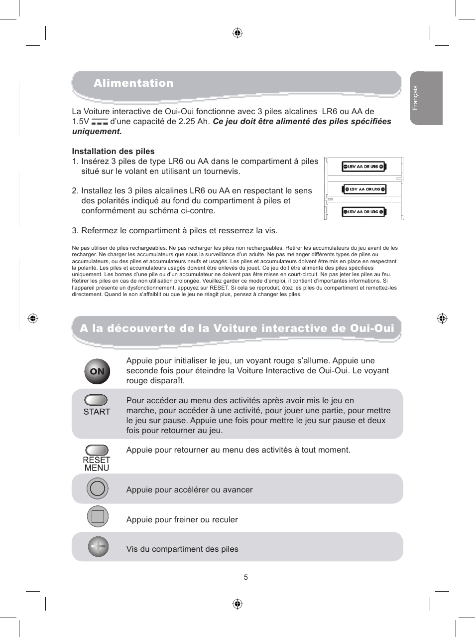 Contenu de la boite, Alimentation | Lexibook JG6000NO User Manual | Page 5 / 33