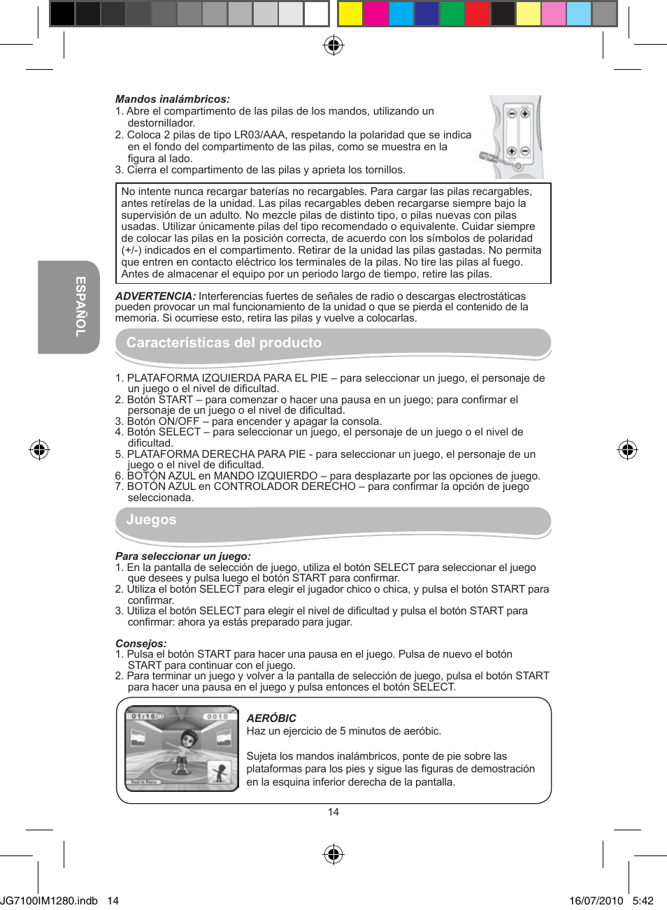 Características del producto, Juegos | Lexibook JG7100 User Manual | Page 14 / 44